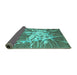 Sideview of Abstract Turquoise Contemporary Rug, con2287turq