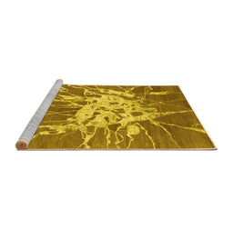 Sideview of Machine Washable Abstract Yellow Contemporary Rug, wshcon2287yw