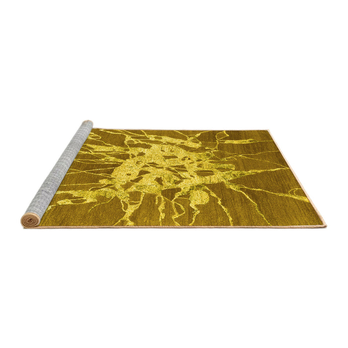 Sideview of Machine Washable Abstract Yellow Contemporary Rug, wshcon2287yw