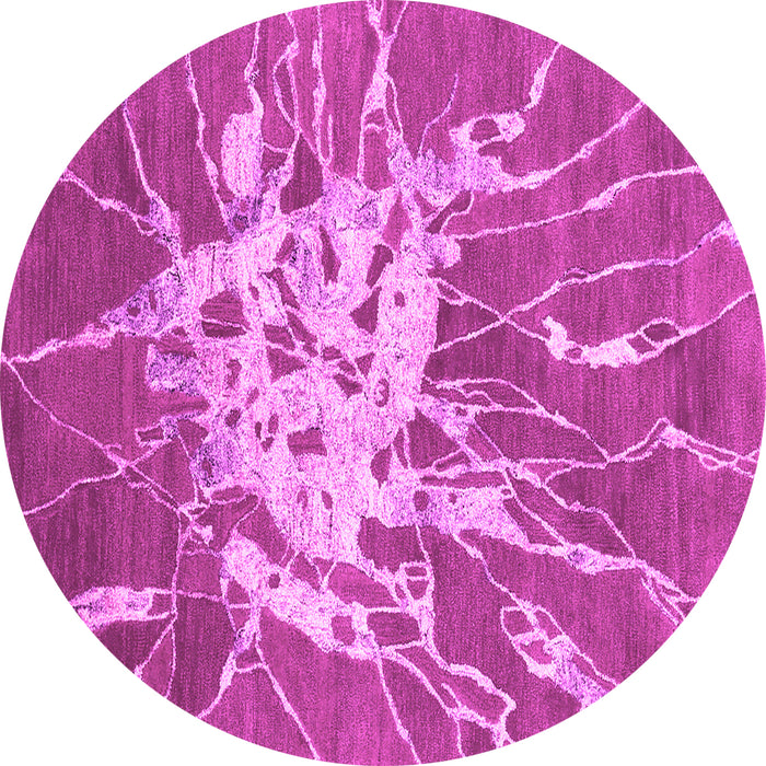 Round Machine Washable Abstract Pink Contemporary Rug, wshcon2287pnk