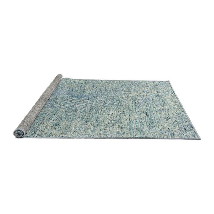 Serging Thickness of Machine Washable Contemporary Koi Blue Rug, wshcon2288