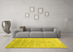 Machine Washable Abstract Yellow Contemporary Rug in a Living Room, wshcon2288yw