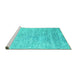 Sideview of Machine Washable Abstract Turquoise Contemporary Area Rugs, wshcon2288turq