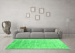 Machine Washable Abstract Green Contemporary Area Rugs in a Living Room,, wshcon2288grn