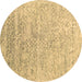 Round Abstract Brown Contemporary Rug, con2288brn