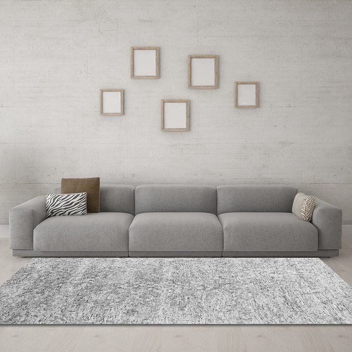 Machine Washable Abstract Gray Contemporary Rug in a Living Room,, wshcon2288gry