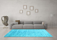 Machine Washable Abstract Light Blue Contemporary Rug, wshcon2288lblu