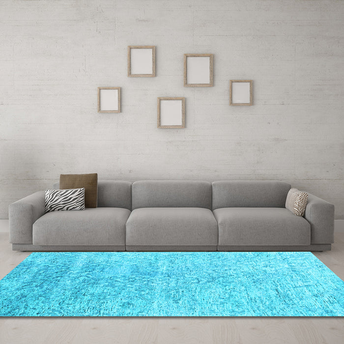Machine Washable Abstract Light Blue Contemporary Rug in a Living Room, wshcon2288lblu