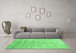 Machine Washable Abstract Emerald Green Contemporary Area Rugs in a Living Room,, wshcon2288emgrn