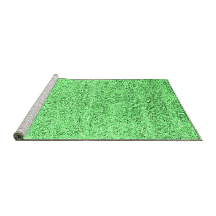 Sideview of Machine Washable Abstract Emerald Green Contemporary Area Rugs, wshcon2288emgrn