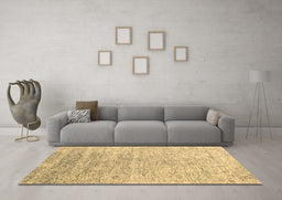 Machine Washable Abstract Brown Contemporary Rug in a Living Room,, wshcon2288brn