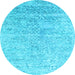 Round Abstract Light Blue Contemporary Rug, con2288lblu