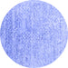 Round Abstract Blue Contemporary Rug, con2288blu