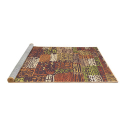 Sideview of Machine Washable Patchwork Brown Transitional Rug, wshcon2289brn
