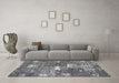 Machine Washable Patchwork Gray Transitional Rug in a Living Room,, wshcon2289gry