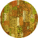 Round Patchwork Yellow Transitional Rug, con2289yw