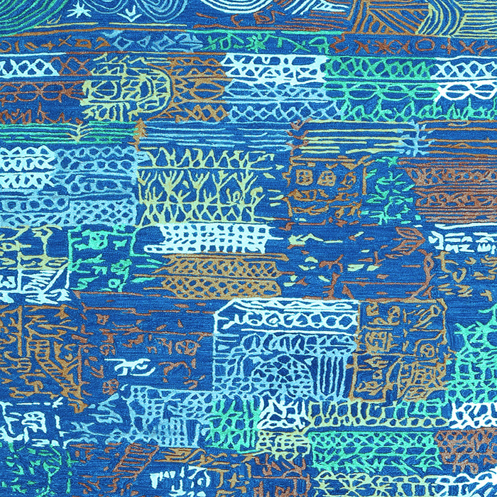 Square Patchwork Light Blue Transitional Rug, con2289lblu