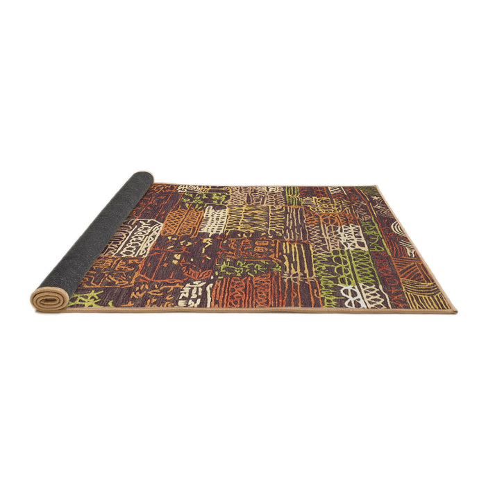 Sideview of Patchwork Brown Transitional Rug, con2289brn
