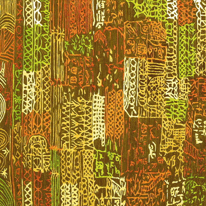 Square Machine Washable Patchwork Yellow Transitional Rug, wshcon2289yw