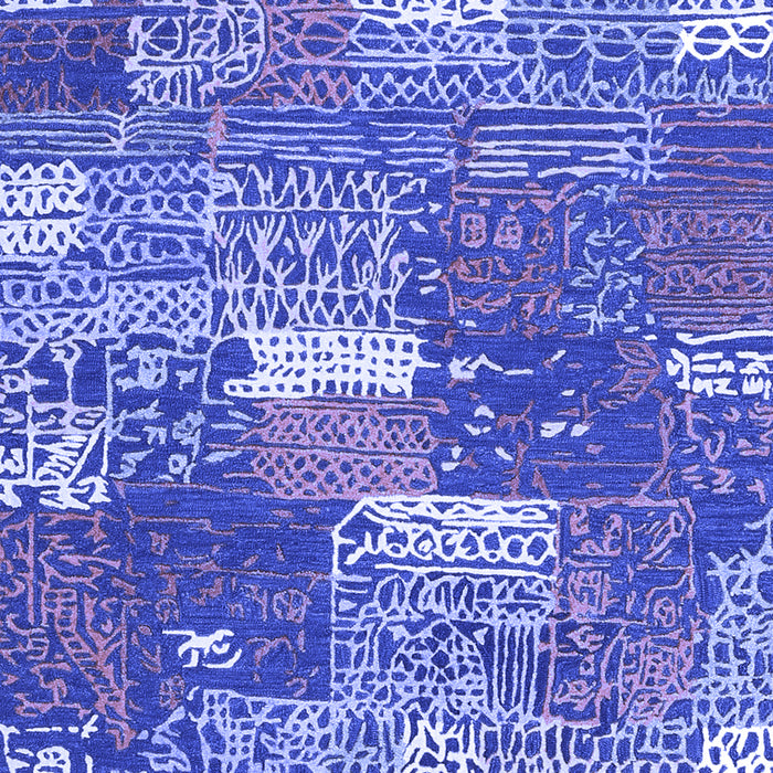 Machine Washable Patchwork Blue Transitional Rug, wshcon2289blu