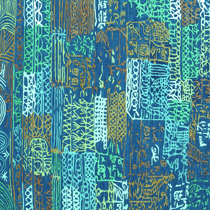 Square Patchwork Turquoise Transitional Rug, con2289turq