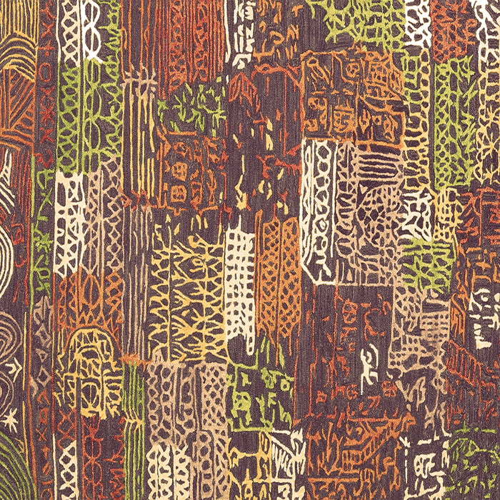 Square Machine Washable Patchwork Brown Transitional Rug, wshcon2289brn