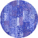 Round Patchwork Blue Transitional Rug, con2289blu