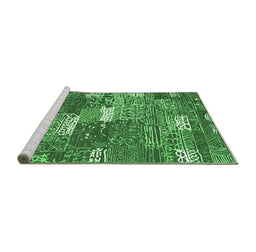 Sideview of Machine Washable Patchwork Emerald Green Transitional Area Rugs, wshcon2289emgrn
