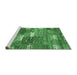 Sideview of Machine Washable Patchwork Emerald Green Transitional Area Rugs, wshcon2289emgrn