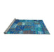 Sideview of Machine Washable Patchwork Light Blue Transitional Rug, wshcon2289lblu