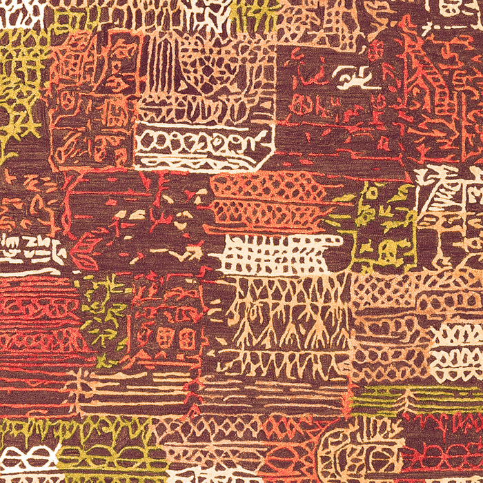 Patchwork Orange Transitional Rug, con2289org