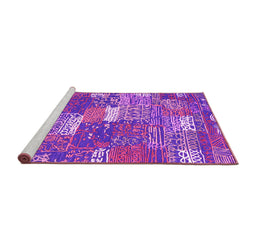Sideview of Machine Washable Patchwork Pink Transitional Rug, wshcon2289pnk