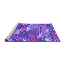 Sideview of Machine Washable Patchwork Purple Transitional Area Rugs, wshcon2289pur