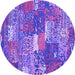 Round Patchwork Purple Transitional Rug, con2289pur