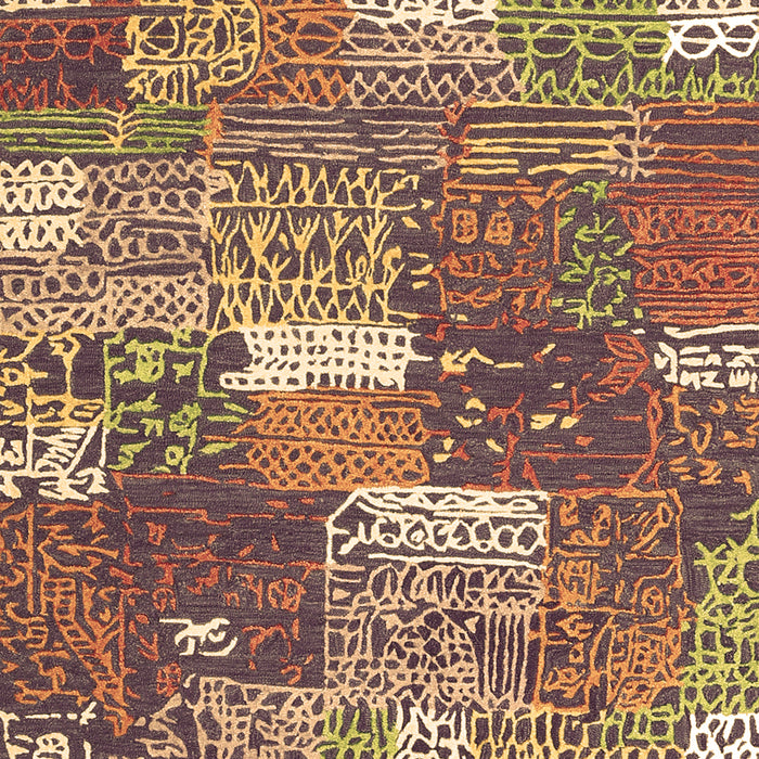 Patchwork Brown Transitional Rug, con2289brn