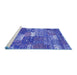 Sideview of Machine Washable Patchwork Blue Transitional Rug, wshcon2289blu