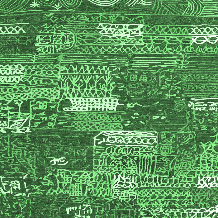 Square Machine Washable Patchwork Emerald Green Transitional Area Rugs, wshcon2289emgrn