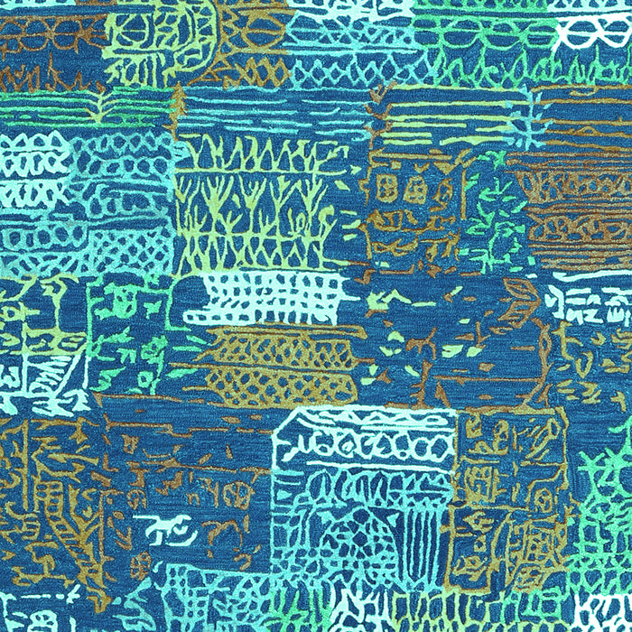 Patchwork Turquoise Transitional Rug, con2289turq