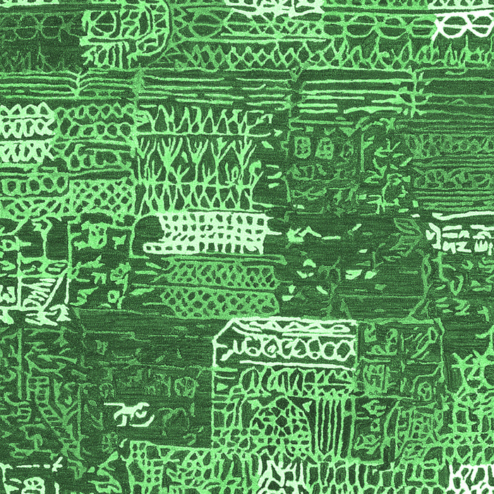 Machine Washable Patchwork Emerald Green Transitional Area Rugs, wshcon2289emgrn