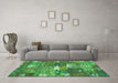 Machine Washable Patchwork Green Transitional Area Rugs in a Living Room,, wshcon2289grn