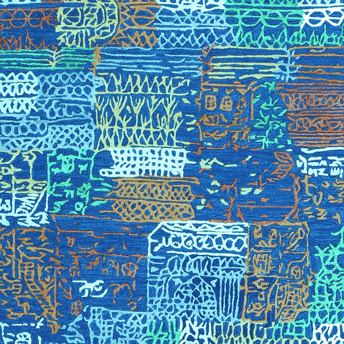 Patchwork Light Blue Transitional Rug, con2289lblu