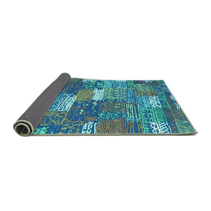 Sideview of Patchwork Turquoise Transitional Rug, con2289turq