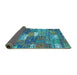 Sideview of Patchwork Turquoise Transitional Rug, con2289turq