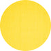 Round Machine Washable Abstract Yellow Contemporary Rug, wshcon228yw