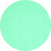 Round Machine Washable Abstract Turquoise Contemporary Area Rugs, wshcon228turq