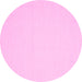 Round Machine Washable Abstract Pink Contemporary Rug, wshcon228pnk