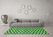 Machine Washable Abstract Green Contemporary Area Rugs in a Living Room,, wshcon2290grn