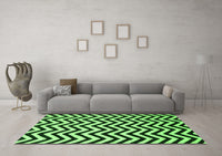 Machine Washable Abstract Green Contemporary Rug, wshcon2290grn