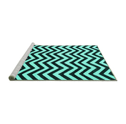 Sideview of Machine Washable Abstract Turquoise Contemporary Area Rugs, wshcon2290turq