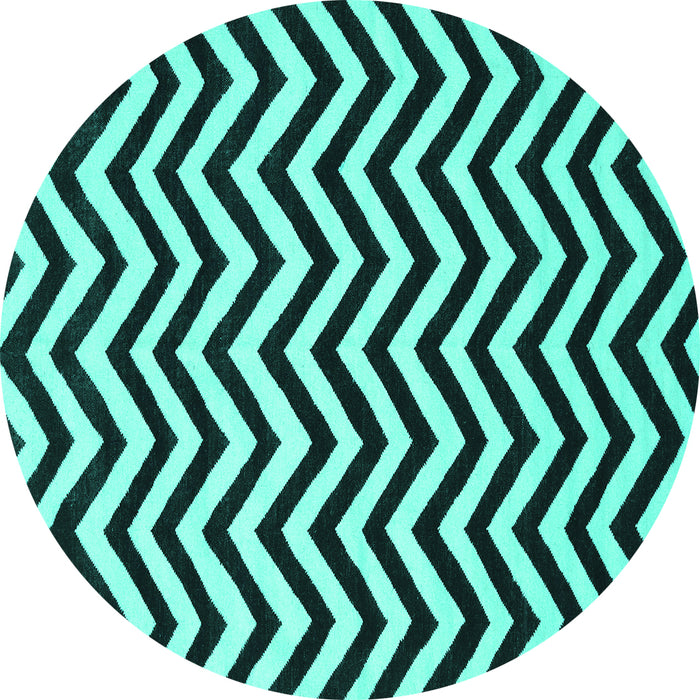 Round Machine Washable Abstract Turquoise Contemporary Area Rugs, wshcon2290turq